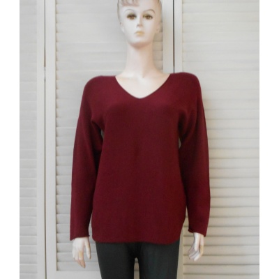 Foto van New Collection - Dames Shirt - Bordeaux - V-hals - Lange Mouwen