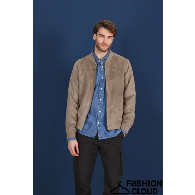 Foto van Blue Seven - Heren Jack - Khaki - Suede-achtig