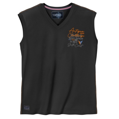 Foto van Redfield - Heren Grote Maat Mouwloos V-hals Shirt - Zwart - Badgeprint
