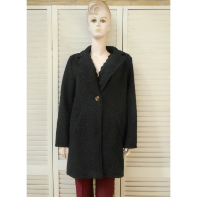 Foto van Unique - New Collection - Dames Parka - Zwart - Boucle - Steekzakken