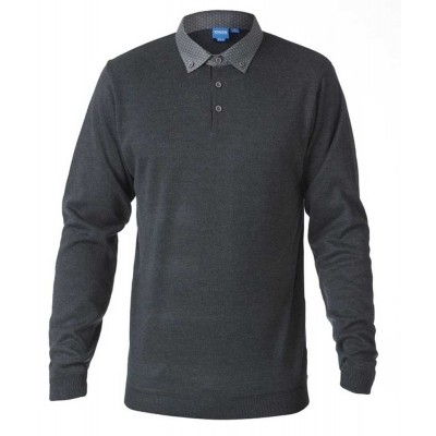 D555 BENNET KS polo-sweater l.m. melee dark grey D555 BENNET KS polo-sweater l.m. melee dark grey