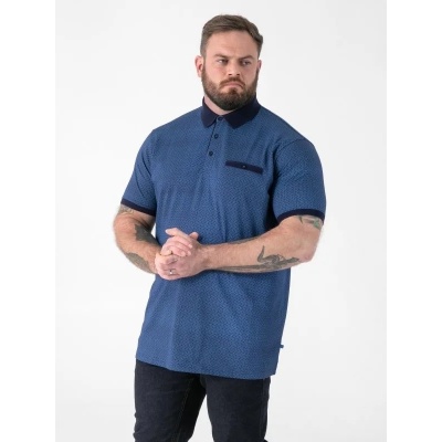 Foto van D555 - Murray - Plussize - Polo - Blue - Allover print - Korte mouwen