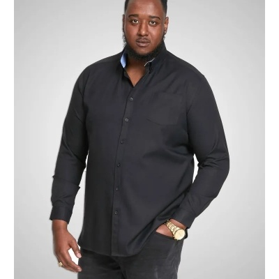 D555 Richard - Plussize Overhemd - Uni Zwart - Lange Mouwen Foto van D555 Richard - Plussize Overhemd - Uni Zwart - Lange Mouwen