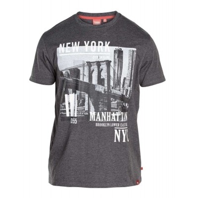 D555 WESLEY KS T-shirt met print Dark melee grey D555 WESLEY KS T-shirt met print Dark melee grey