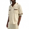 Foto van The Couture Club Overshirt Wit TCCM3072 Crochet Knitted Stripe