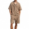 Foto van The Couture Club Overshirt Bruin TCCM3070 Contrast Knit Crochet