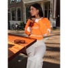 Foto van Unique The Label Dames Shirt Oranhe UN1001 Maxim Cropped Longsleeve