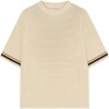 Foto van The Couture Club Heren T-shirt Wit TCCM2909 Crochet Knitted Stripe