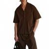 Foto van The Couture Club Heren Overshirt Bruin TCCM3066 Textured Revere