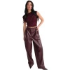 Foto van Unique The Label Dames Broek Rood 2512-05/BUR Ziva Leather