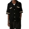 Foto van The Couture Club Overshirt Zwart TCCM3072 Crochet Knitted Stripe