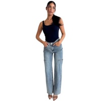 Unique The Label Dames Jeans Blauw June Wide Leg