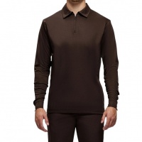 Tria d'Oro Heren Polo Bruin LSP/BRWN Longsleeve