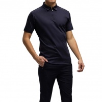 Tria d'oro Heren Polo Blauw TD1300/NAVY Polo Zip Short Sleeve