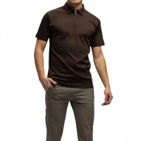 Tria d'oro Heren Polo Bruin TD1300/BRWN Polo Zip Short Sleeve