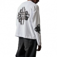 The Couture Club Heren T-shirt Wit TCCM3190 Motion Blurred Long Sleeve