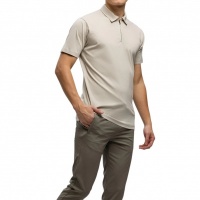 Tria d'oro Heren Polo Bruin TD1300/BEI Polo Zip Short Sleeve