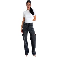 Unique The Label Dames Jeans Grijs June Wide Leg