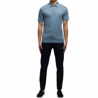 Tria d'oro Heren Polo Blauw TD1300/BLU Polo Zip Short Sleeve