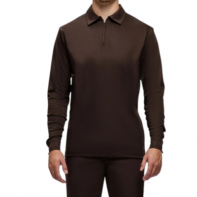 Tria d'Oro Heren Polo Bruin LSP/BRWN Longsleeve Foto van Tria d'Oro Heren Polo Bruin LSP/BRWN Longsleeve