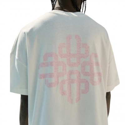 Foto van The Couture Club Heren T-shirt Wit/Roze TCCM2989 Emblem Slub
