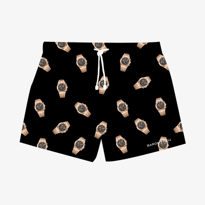 Foto van Baron Filou Heren Korte Broek Zwart Allover Watches