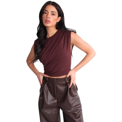 Foto van Unique The Label Dames Top Bruin 2512-07/BRWN Mira