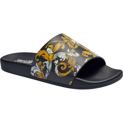 Versace Couture Heren Slipper Zwart YA3SQ4/G89 Gummy Baroque Foto van Versace Couture Heren Slipper Zwart YA3SQ4/G89 Gummy Baroque