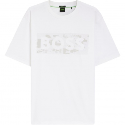 Foto van Boss Heren T-Shirt Wit 50559363/100 Ts Globe Logopattern