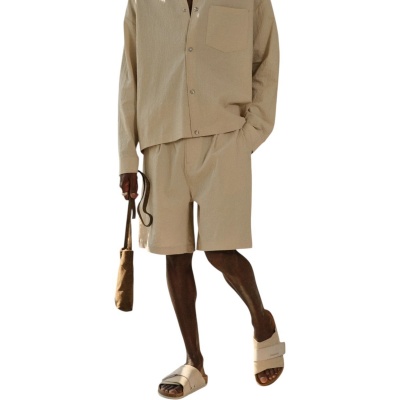 Foto van The Couture Club Heren Korte Broek Bruin TCCM3067 Textured Tailored