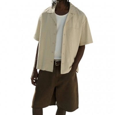 Foto van The Couture Club Heren Overshirt Bruin TCCM3066 Textured Revere