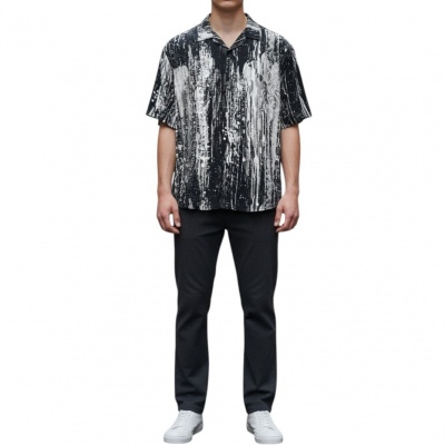 Carlo Colucci Heren T-shirt Zwart C4753/201 Foto van Carlo Colucci Heren T-shirt Zwart C4753/201