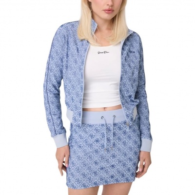 Guess Dames Vest Blauw V6YQ01-K4781/FBI5 4G Allover Jacquard Foto van Guess Dames Vest Blauw V6YQ01-K4781/FBI5 4G Allover Jacquard