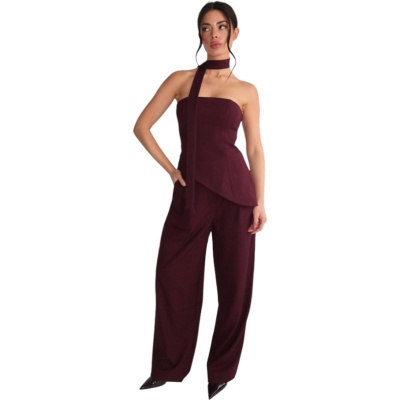 Foto van Unique The Label Dames Broek Rood 2512-04/BUR Liva