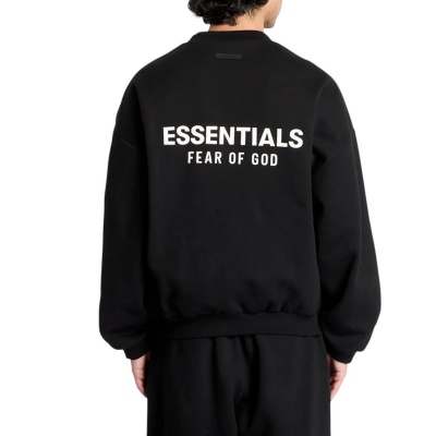 Fear Of God Essentials Heren Trui Zwart Crewneck Black/White Foto van Fear Of God Essentials Heren Trui Zwart Crewneck Black/White