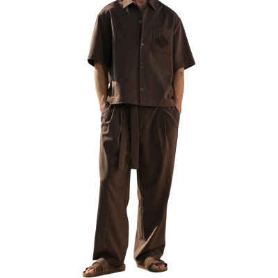 Foto van The Couture Club Heren Broek Bruin TCCM3087 Smart Barrel