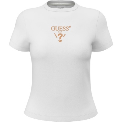 Guess Dames T-shirt Wit V4YI21-KCDH1/D001 Colette Ss Foto van Guess Dames T-shirt Wit V4YI21-KCDH1/D001 Colette Ss