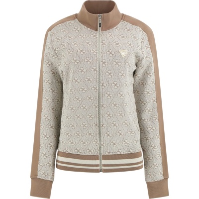 Guess Dames Vest Bruin V5BQ16K1990/F0Yo 4G Rhombus Jacquard Full-Zip S Foto van Guess Dames Vest Bruin V5BQ16K1990/F0Yo 4G Rhombus Jacquard Full-Zip S