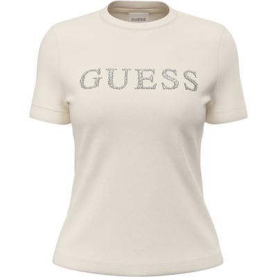 Guess Dames T-shirt Wit V6RI20-J1314/G027 Octavia Rn Ss T-Shirt Foto van Guess Dames T-shirt Wit V6RI20-J1314/G027 Octavia Rn Ss T-Shirt