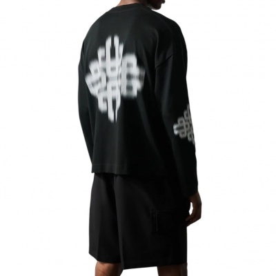 Foto van The Couture Club Heren T-shirt Zwart TCCM3190 Motion Blurred Long Sleeve