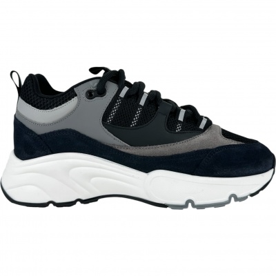 Foto van Cleens Heren Sneaker Blauw Aero Runner Zwart Navy Black