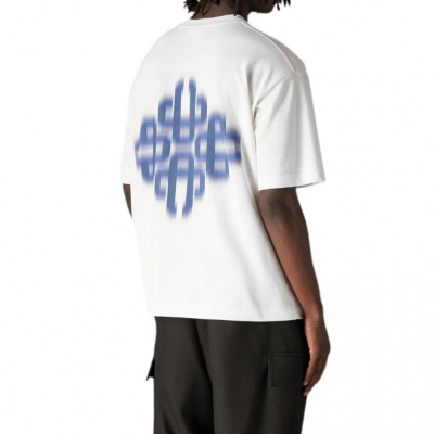 Foto van The Couture Club Heren T-shirt Wit Blauw TCCM2977 Motion Blurred Emblem