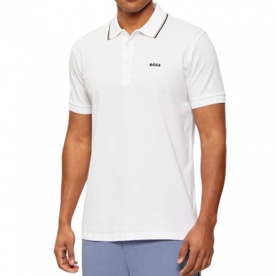 Foto van Boss Heren Polo Wit 50559365/100 Pl Goc Birdie Paule