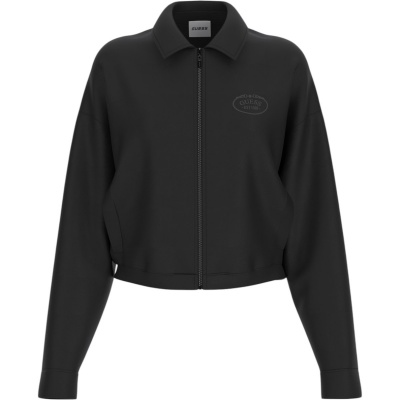 Guess Dames Vest Zwart V6RQ17-KD822/JBLK Annie Crop Full Zip Foto van Guess Dames Vest Zwart V6RQ17-KD822/JBLK Annie Crop Full Zip