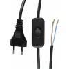 Eurosnoer 2x0,75qmm met schakelaar zwart 2m Eurosnoer 2x0,75qmm met schakelaar zwart 2m