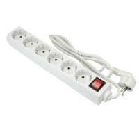 Stekkerdoos 6 voudig 1,5mtr snoer met schakelaar wit