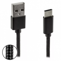 Data en laadkabel USB-C Nylon 1m zwart