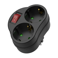 Verdeelstekker 1RA + 1RA met schakelaar zwart