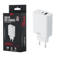 USB + USB-C snellader 20W wit