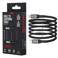 USB-C naar Lightning Kabel 1m Zwart Omvlochten 27W